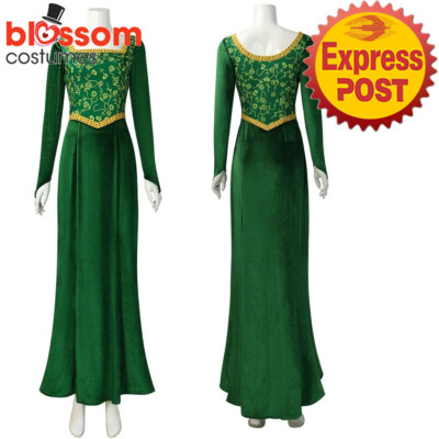 N1029 Womens Princess Ogre Fiona Green Shrek Fancy Dress Tudor Medieval  Costume | eBay