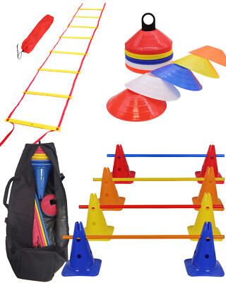 Agility- Set ''FITNESS'' mit Koordinationsleiter, Markiertellern, Hürden & Tasche