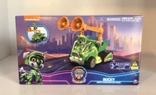 2023 Paw Patrol Rocky Figure Mighty Movie Garbage Truck Recycler Lights & Sounds