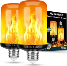 2Pack LED Flame Light Bulbs,4Modes Flickering Light Bulb with Upside Down Effect
