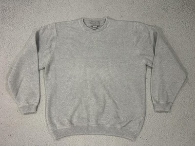 Eddie Bauer Sweater Mens LT Gray Cotton Crewneck Pullover Knit Australia