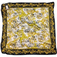 BNWT Versace Jeans Couture White Gold Baroque Scarf Logo Print Italian Design 