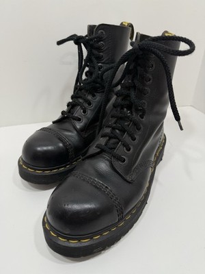 Martens UK US Black Leather 10 Eye Steel Toe Boots Made in