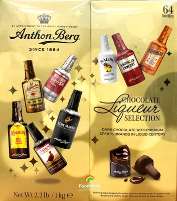 Anthon Berg Dark Chocolate Liqueur Liquor 2.2 Lbs 64 Bottles New Sealed 2025