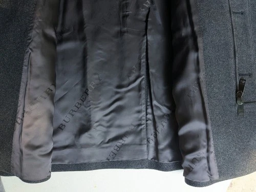 Vintage BURBERRY London Mens Wool Car Coat M Gray Charcoal Nova Check Collar  image 13