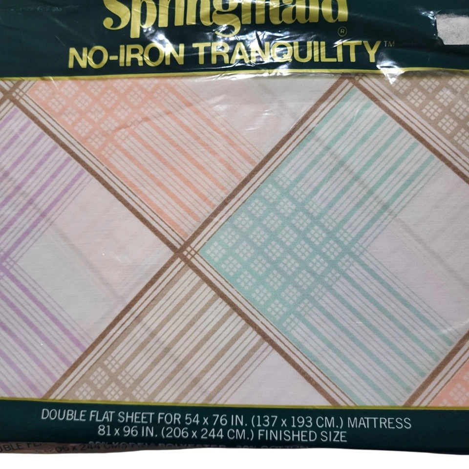 Springmaid Double Flat Sheet Vtg Striped Multicolor No Iron Tranquility New - Image 3 of 4
