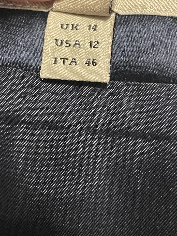 BURBERRY London•Women’s US 12 Navy Blue Skirt Classic Designer Slit Acetate VTG - Image 3 of 4