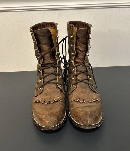 Tony Lama braune Leder Schnürstiefel Kiltie Roper Damengröße 8,5 B - Bild 3 von 7