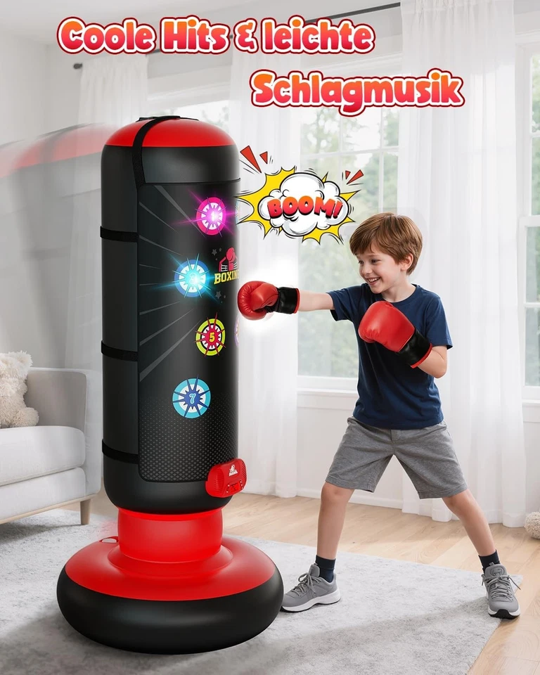 Boxsack Stehend mit Musik und Licht Interaktiv Punching Bag Aufblasbarer Stand - Bild 2 von 4