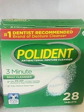 Sealed GlaxoSmithKline 209005 Polident 3-Minute Denture Cleanser Tabs 28/Pk(K19)