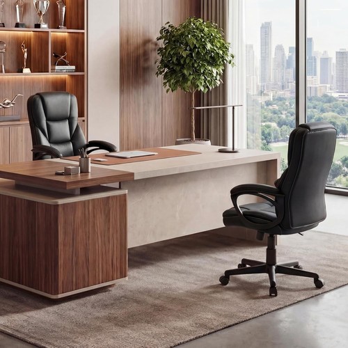 Office Executive Chair High Back Adjustable Swivel Computer PU Leather Chair - Picture 6 of 13