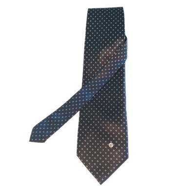 Versace Necktie Classic V2 Geometric Pattern Handmade Blue Gray Polyester Tie
