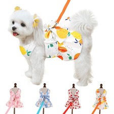 Pet Dog Harness Dress with Leash Set Cute Bow...