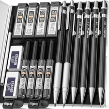 Nicpro 6 PCS Art Mechanical Pencil Set, Black 1 Count (Pack of 6), 