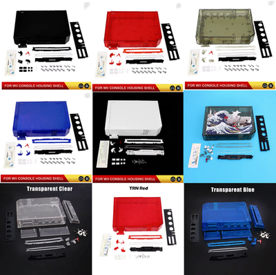 Nintendo Wii Replacement Shell Housing Case Blue, Red, Clear Black