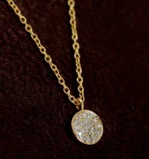 2Ct Round Cut VVS1 Diamond Oval Pendant 14k Yellow Gold Finish Free Chain