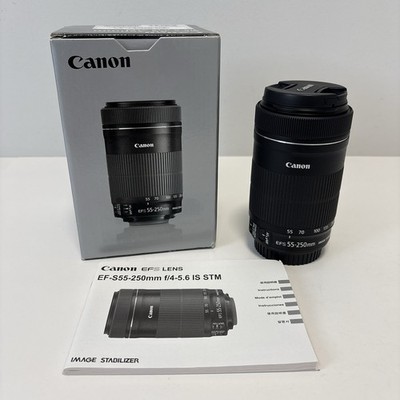 Canon EF-S 55-250mm f4-5.6 IS STM Camera Lens With Lens Caps Box