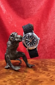 Bracelet De Montre Universal Genève En Cuir Bleu Marine - Largeur 22 Mm, Vintage, Occasion