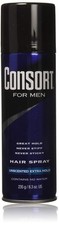 Consort For Men Hair Spray Unscented Extra Hold 8.30 oz 8.3 Ounce Pack of 3 