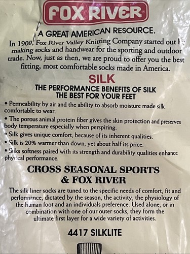 Fox River Silk Sock Liner 4417 Silklite Natural Gr. M Mid-Calf - Bild 6 von 9