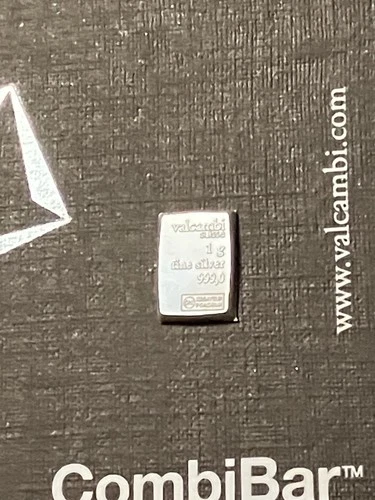 1g One Gram Silver Bar Valcambi Suisse Fine Metal Bar
