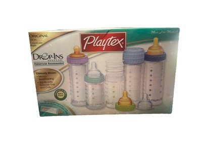 PLAYTEX Drop-Ins ORIGINAL GIFT SET NURSERS NIPPLES LINERS SEALED Vintage