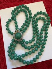 Vintage Chinese Green Peking Glass Long Opera...