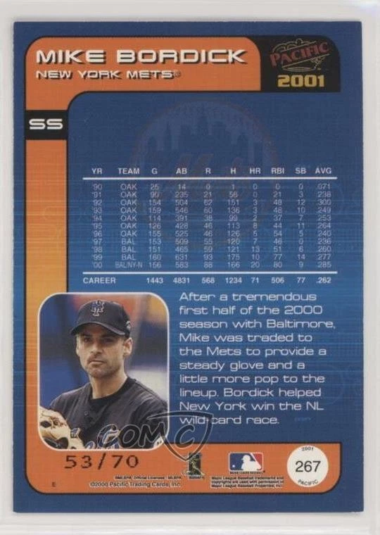 2001 Pacific Hobby LTD /70 Mike Bordick #267 - Image 2 of 2