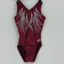 GK Elite Gymnastics Leotard Red Sparkle Rhinestone Competition Tank Size CXS