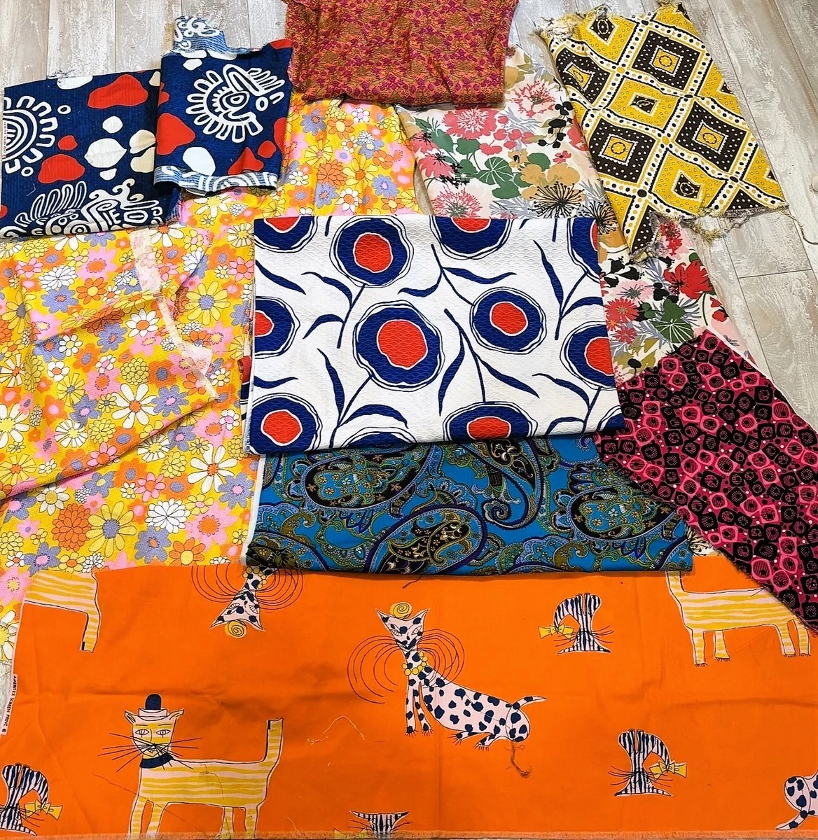 【70sビンテージ】Fat Cat カーテン2枚組 レア生地 USAファブリック 70 s fabric products for sale | eBay