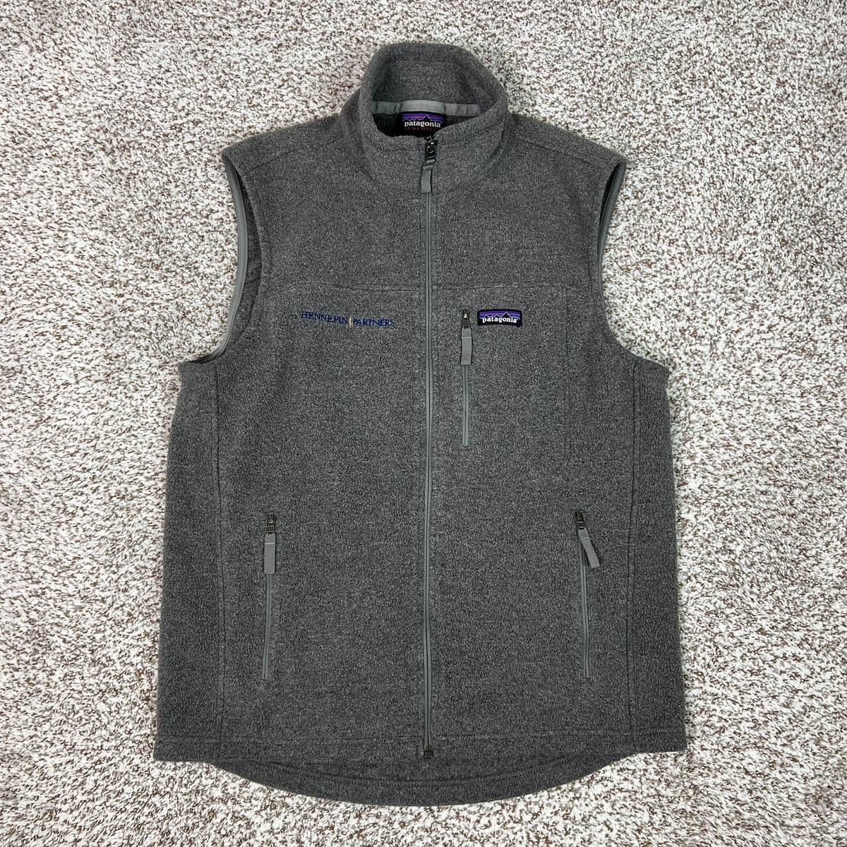 Patagonia Vest Mens Medium Gray Synchilla Fleece Full Zip Outdoor
