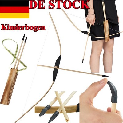 70cm Bogenschießen Handgefertigter Bogen&Pfeile Freien Jagen Kinder Spielzeugset