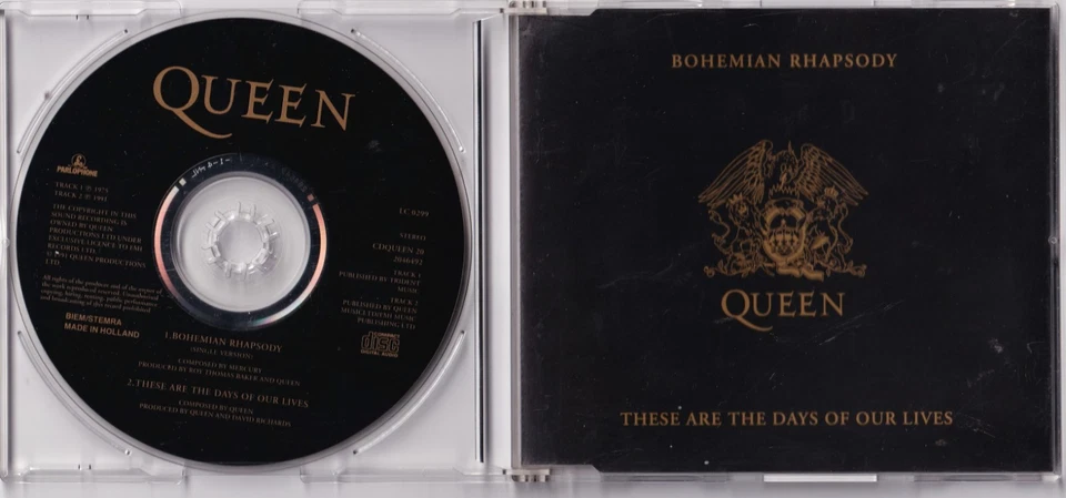 QUEEN - MAXI CD - BOHAMIAN RHAPSODY, THESE ARE THE DAYS OF OUR LIVES - MINT - Bild 1 von 1