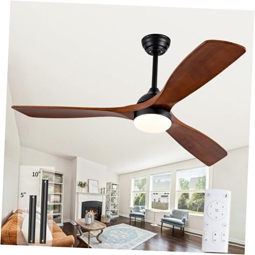 52 Inch Walnut Dimmable Ceiling Fan with Remote Control and 3 Blades
