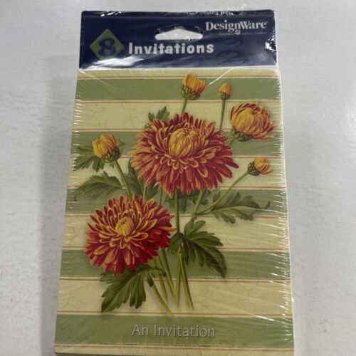 Chrysanthemum Floral Birthday Party Invitation VTG Women feminine flower lady - Picture 16 of 24