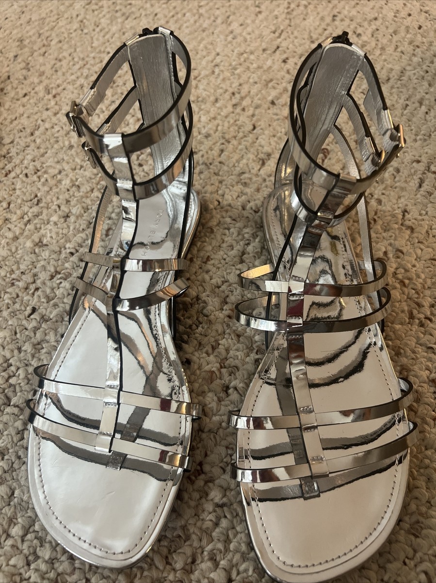 Tory Burch* トリーバーチ Capri Gladiator ロゴ サンダル Tory Burch CAPRI GLADIATOR SANDALS Size 7 Metallic Silver | eBay