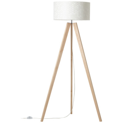 Brilliant Stehleuchte Lampe Galance Tripod Holz/Weiß 158cm max 40W E27 Schalter