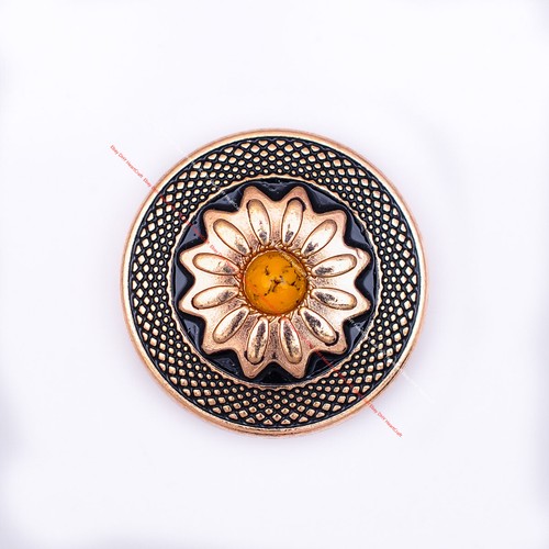 10 Stck. Gold Tribal Blume Türkis Lederhandwerk Sattel Trense Conchos Schraubverschluss 1 Zoll - Bild 4 von 8