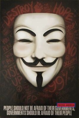 V for Vendetta Mask and Quote Poster 24 x 36