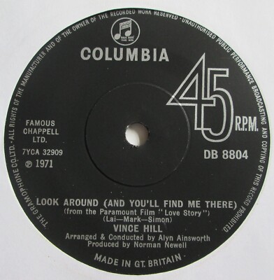 Vince Hill - 7'' -  Look Around (And You'll Find Me There) - 1971 -  DB 8804  VG+