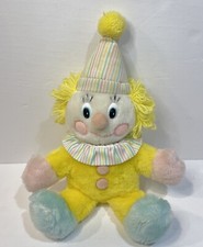 Dakin Vintage Plush Clown Wind Up Musical Toy 14  1984 Yellow Blue Pink