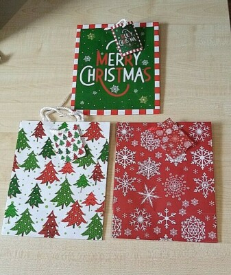 3 KEINE verschiedenen Design große Weihnachtstüten H32 x B26 x T10 CM UK Verkäufer,