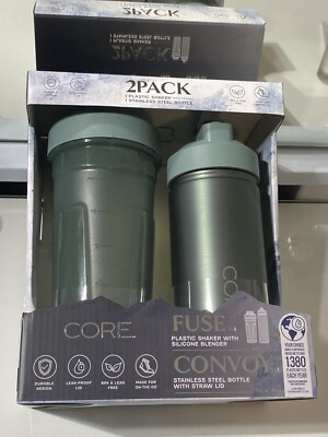 Core Kitchen - Fuse Kunststoff Shaker & Konvoi Edelstahl Flasche - grün - neu