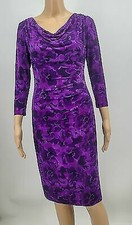 Chaps Womens Shirred Faux-Wrap Dress, Size XS/Purple