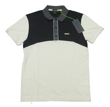 Hugo Boss Men's Tan/Grey Colorblock Regular Fit Short Sleeve Polo Shirt