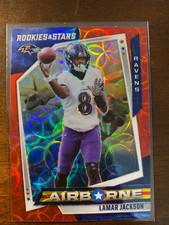 Lamar Jackson 2021 Rookies & Stars Airborne Red Scope Prizm Card #AB-9