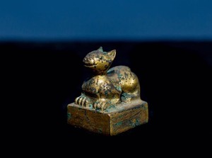 A Rare Chinese Antique Qing Dynasty Gilt Bronze Seal