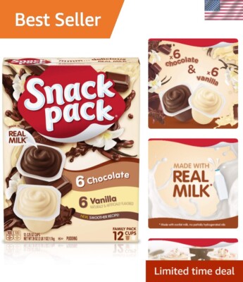 Indulgent Chocolate and Vanilla Pudding Cups   Perfect for Lunch Boxes, 72 Count