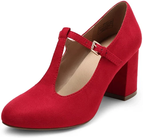 Women Wedding Mary Jane Pumps Close Toe Low Chunky Heel Pump Shoes - Picture 12 of 17