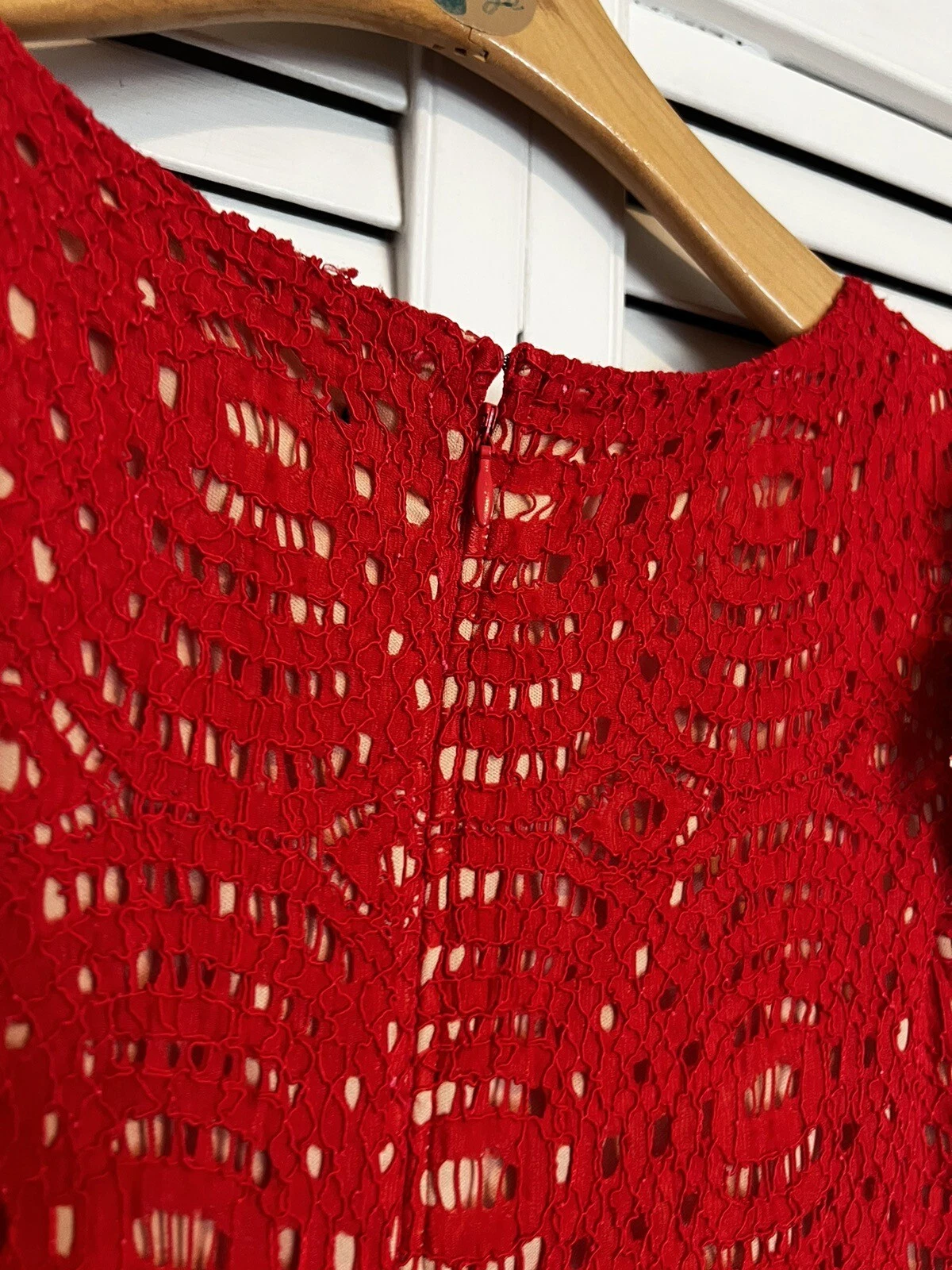 VETEMENTS Abito donna SANGRIA taglia 6 aderente e svasato senza maniche pizzo sovrapposto manica svasata